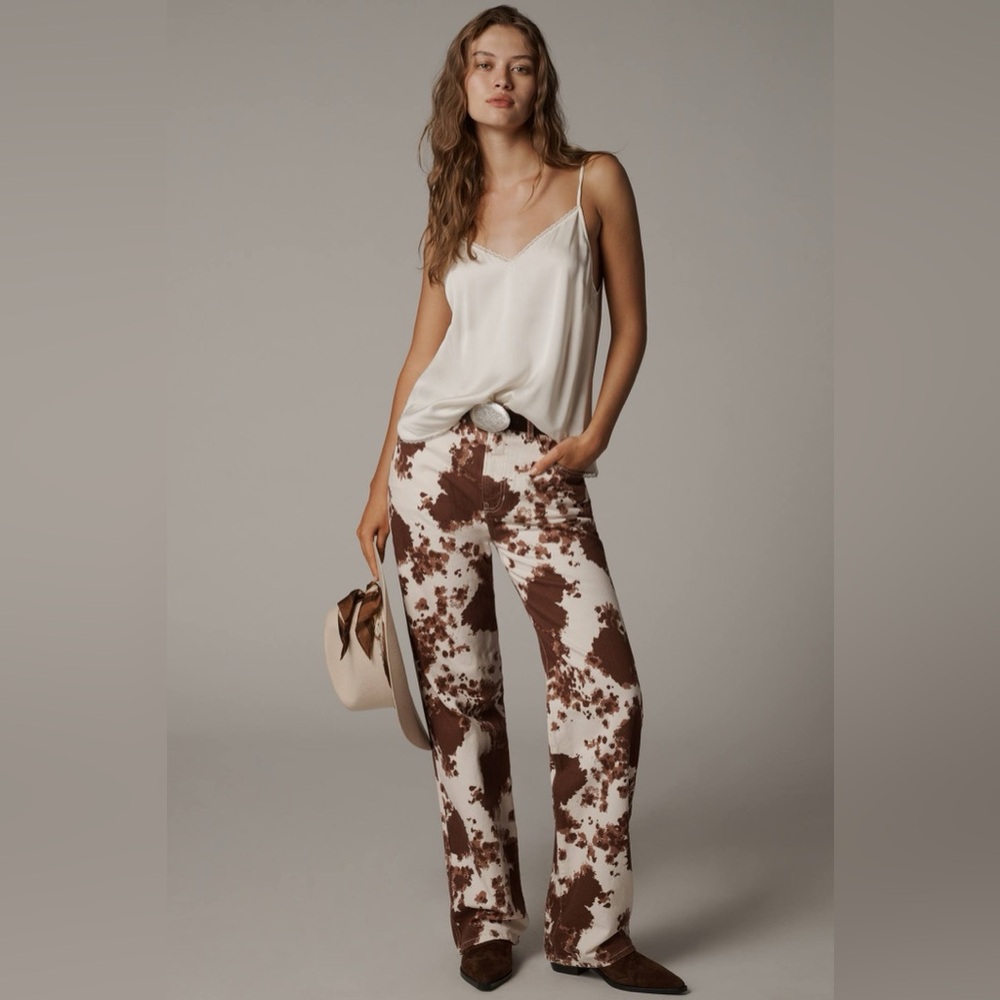 NWT Reformation Val 90s Mid Rise Straight Jeans In Cowhide 26
